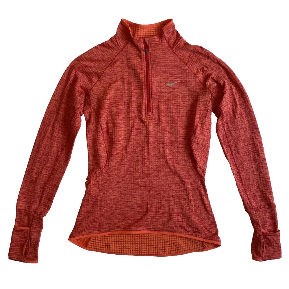 Nike Dri-Fit Womens Long Sleeve Running‎ Shirt, 1/4 Zip Coral XS